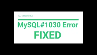 #1030 Error in phpmyAdmin || SOLVE error with four clicks