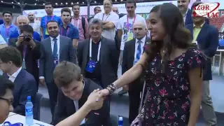 Leyla Aliyeva visits Baku Chess Olympiad