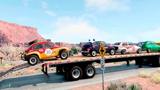 Small Cars Transportation with Truck on Flatbed Trailer #2