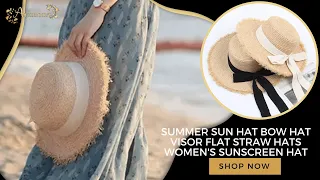 Be Confident Enough With This Summer Sun Hat Bow Hat Visor Flat Straw Hats Women's Sunscreen Hat