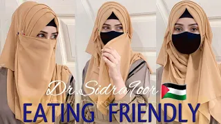 comfortable hijab style | instant & supereasy (EATING FRIENDLY) Full Coverage Hijab tutorial |