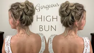 Soft relaxed high bun & half up half down hairstyle. Great bridal hairstyle and 2 in 1 video!