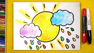 СОЛНЦЕ и ЦВЕТНЫЕ ОБЛАКА / Уроки рисования для детей