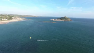 St Michael's Mount, Cornwall, England - Kite Surfer - Drone Footage