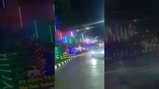 태국 우돈타니, 가로수 야경Udon Thani, Thailand, Street Tree Night View