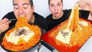 Volcano Fire Noodles & Spicy Nuclear Noodles • MUKBANG