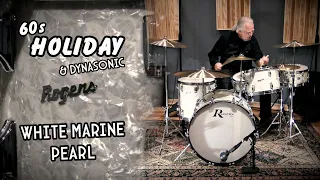 60s Rogers HOLIDAY & Dynasonic Snare Drum - White Marine Pearl