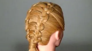 Узловое плетение на длинные волосы.  Knotted braid hairstyle tutorial