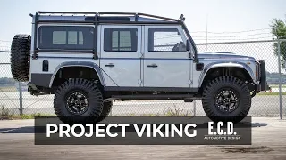 Intimidating 7'4" Custom Defender 110 with 37-inch Tires in Liquid Silver | Project Viking | D110