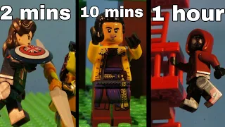 Lego Marvel 2 mins vs 10 mins vs 1 hour Stop Motion Challenge!!!