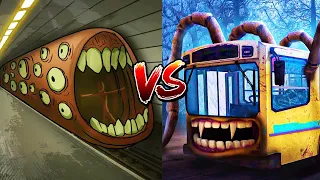 АВТОБУС ПОЖИРАТЕЛЬ ПРОТИВ ПОЕЗДА ПОЖИРАТЕЛЯ В МАЙНКРАФТ TRAIN EATER VS BUS EATER MINECRAFT SCP