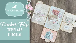 Pocket Flip Template Tutorial from My Porch Prints | Junk Journal Flip Folio Insert Page Ideas