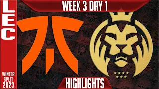 FNC vs MAD Highlights | LEC Winter 2023 W3D1 | Fnatic vs MAD Lions