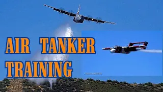 Spectacular aerial firefighting training practice with OV-10s, MAFFS C-130s, King Airs.