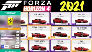 FORZA HORIZON 4 2021 | ALL CARS | FULL VEHICLES LIST [4k]