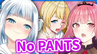 Calli & Gura Knows Why Ame doesn't Wear PANTS 【HololiveEN】