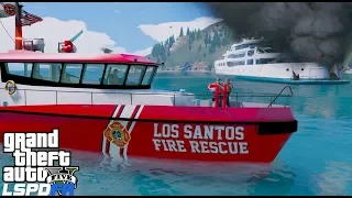 GTA 5 Mods Fire Fighting Boat Responds To Yacht Fire With People Trapped LSPDFR Coastal Callouts