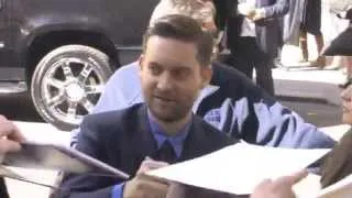 Tobey Maguire At Signs Autographs In NYC