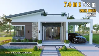 Small House Design with Roof Deck | 7.60m x 7.80 m (60 sqm) | One Car Parking