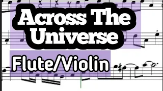 Beatles' Across The Universe Flute or Violin Sheet Music Backing Track Play Along Partitura