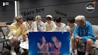 BTS reaction to BLACKPINK RAP BATTLE LIVE  LISA AND JENNIE ENGLISH RAP