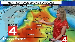 Spotty showers linger Tuesday with air quality alert in Metro Detroit