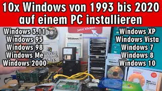 10 Windows Versionen auf einem PC ⭐ Win 3.11 + 95 + 98 + Me + 2000 + XP + Vista + 7 + 8 + 10