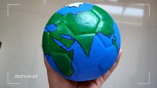 How to make a Globe/ Earth 🌎 - how to make very easy Earth globe using ball - DIY Earth model