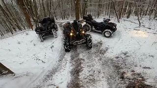 Can am Renegade 800R 🥶 Snow Ride ❄️ Exploring new trails and fooling around in the bushes! #002