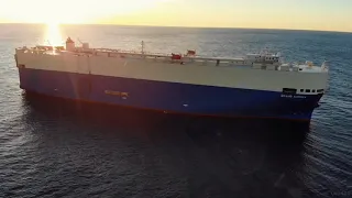 Pure Car Carrier Vessel - Aerial footage