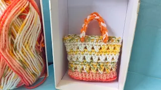 FABULOUS‼️SUPER EASY Cute Mini Bag | Knitting small bag /bolsa de ganchillo/bolsa de croché #croche