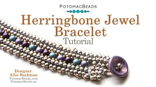 Herringbone Jewel Bracelet- DIY Jewelry Making Tutorial by Potomacbeads