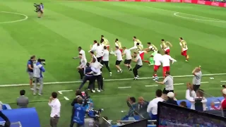 England bench celebrating the win over Colombia! (World Cup 2018)