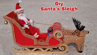 How To make santa Claus Sleigh/Santa Sleigh Christmas decoration/santa claus sleigh making 2021🎄🎅