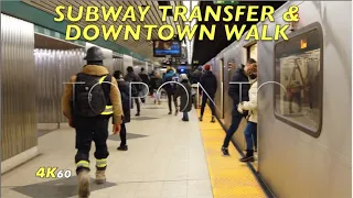 Toronto Subway Ride & Walk -From Dundas West Station To Downtown Transferring From Line 2 to Line 1