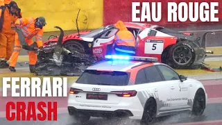 HAIL DESTROYS FERRARI 295 AT EAU ROUGE @24HSeries