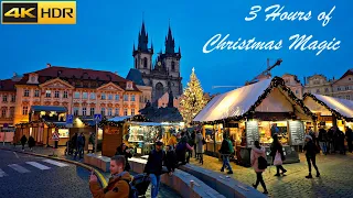 Prague Christmas Walk - 3 HOURS 🎄 The Best of Prague Christmas - 2023 [4K HDR]
