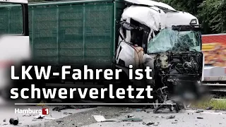 Unfall auf der A7: LKW kracht in Leitplanke