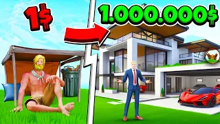 PASO de VAGABUNDO a MILLONARIO en FORTNITE - Mega MANSION con ¿BUNKER? Fortnite Tycoon