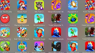 Bowmasters,Find The Alien 2,Stumble Guys,Stickman Giant,Toilet Monster,Kick The Buddy,My Talking Tom