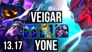 VEIGAR vs YONE (MID) | 2.6M mastery, 1000+ games, 7/2/11 | KR Master | 13.17