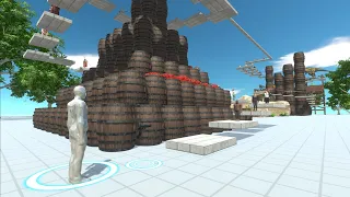 New FPS parkour around towers made of wooden barrels - Animal Revolt Battle Simulator