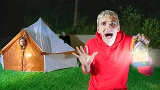 24 Hour Overnight Camping Challenge Cancelled at 3am!! (Mystery Monster Spotted in Our Backyard)