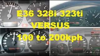 100 to 200 kph kmh  Acceleration Versus BMW E36 323ti 328i - useless comparison