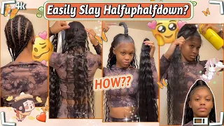 How To Quick Weave Halfuphalfdown? Natural Hairstyle Under Curly Bundles Ft.#ULAHAIR