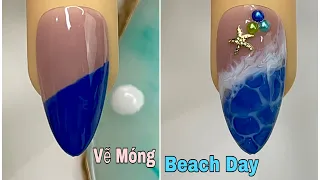 Easy Ocean Nails Art For Beginner 💖Vẽ Móng 💅 New Nails Design 💝 New Nails