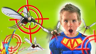 Mosquitoes in our house vs Mark. Pretend play with Mark in game.