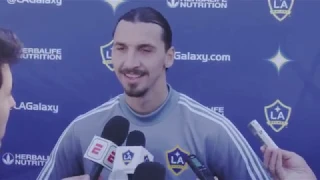 Zlatan Ibrahimovic speaks to reporters for the first time in 2019 during LA Galaxy preseason