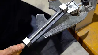 amazing results! process of making big Damascus hatchet. Skilled Korean Blacksmith