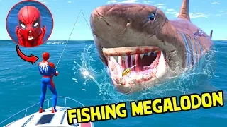 GTA 5 - Spiderman FISHING Megalodon in GTA V - Biggest Shark Attack City